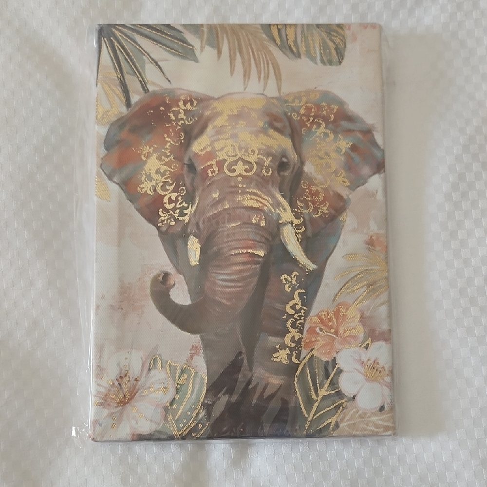Elephant Canvas Art with Gold Accents 5x8